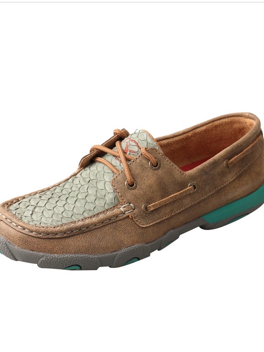 Twisted X Women’s Brown Bomber & Turquoise Fish Driving Mocs